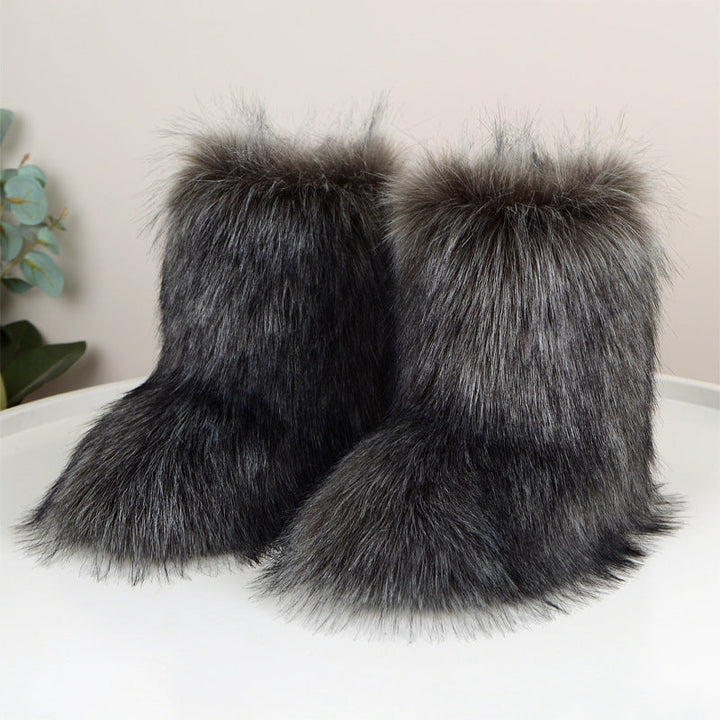 HIRA™ - Chic Trendy Furry Mid Length Winter Boots - Maison Léa &amp; Lou