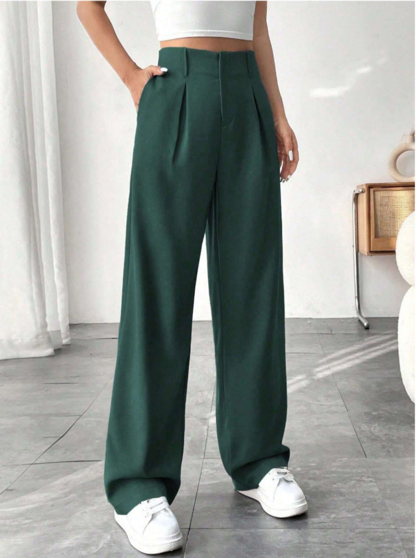 BELISIMA™ – Elegant Pleated Wide-Leg Office Trouser - Maison Léa & Lou