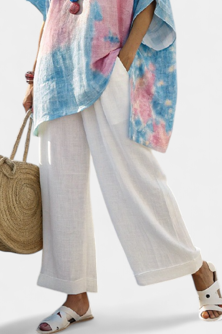Vantrel | Comfortable Relaxed Linen Top &amp; Striped Bamboo Pants - Maison Léa &amp; Lou
