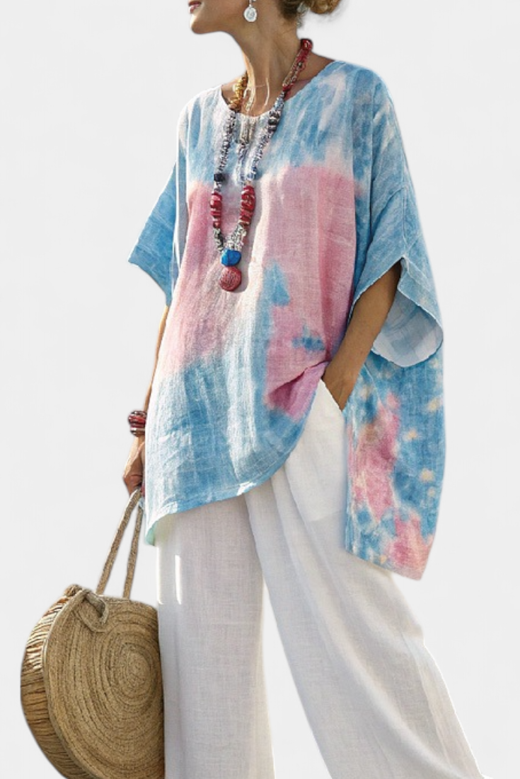 Vantrel | Comfortable Relaxed Linen Top & Striped Bamboo Pants - Maison Léa & Lou