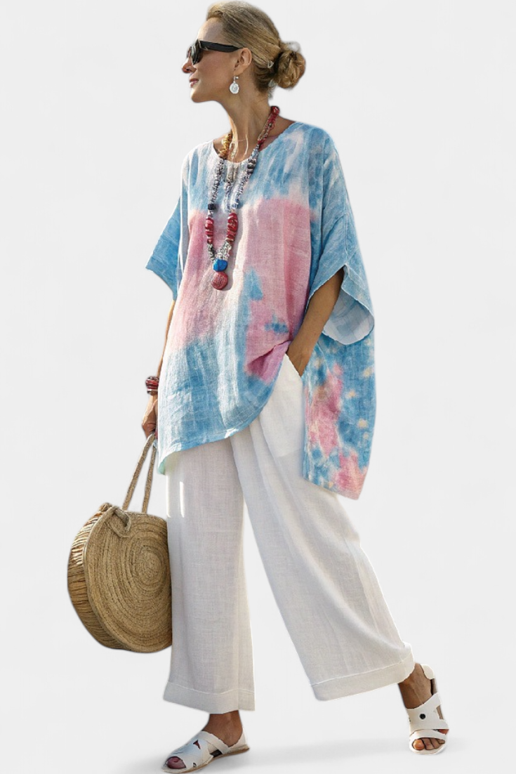 Vantrel | Comfortable Relaxed Linen Top &amp; Striped Bamboo Pants - Maison Léa &amp; Lou