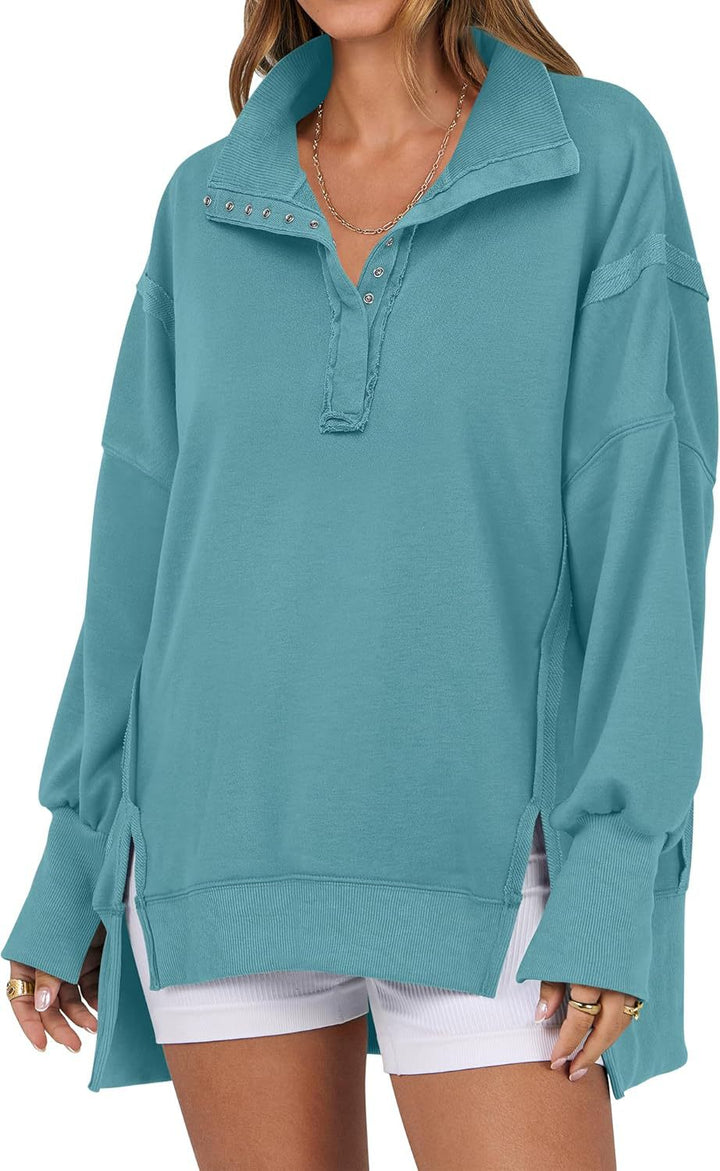 KAYLIE™ - Chic Oversized Button-Up Sweatshirt - Maison Léa &amp; Lou