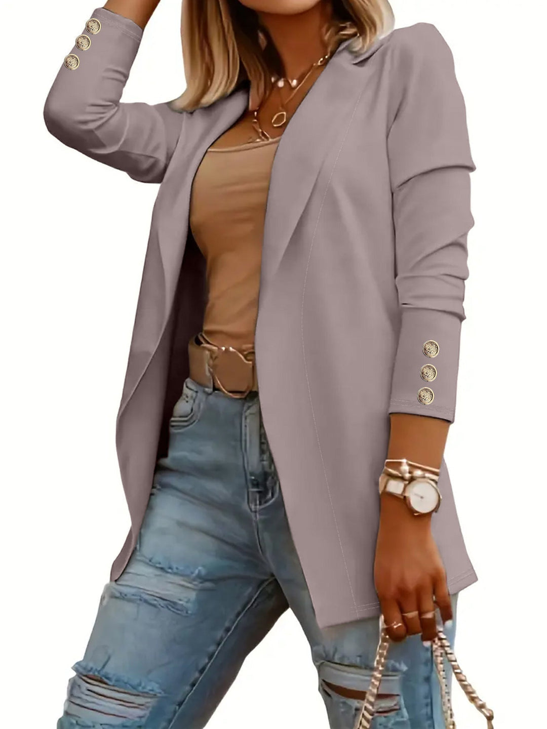 ODIN™ - Casual Long Sleeve Open Front Blazer - Maison Léa &amp; Lou
