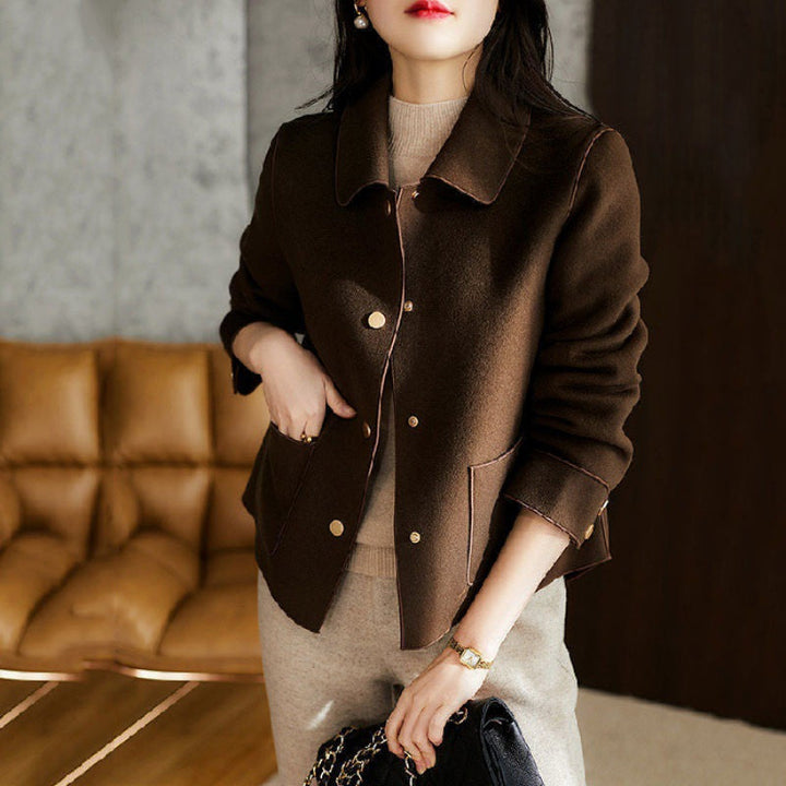 OVIDIA™ - Classy Button Front Long Sleeve Collared Blazer