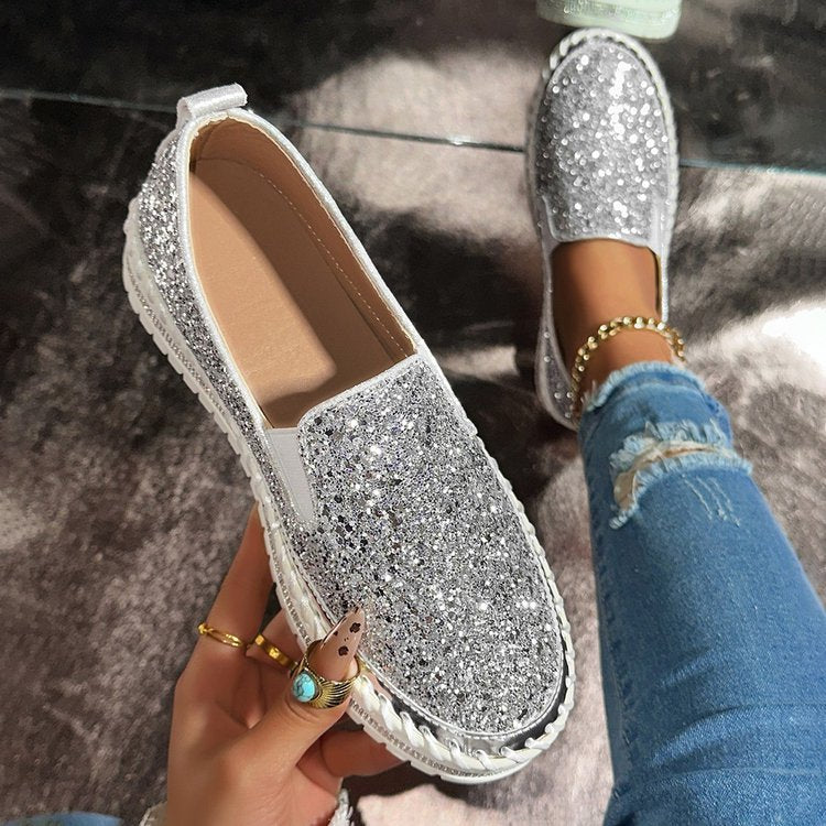 JAMILA™ - Chic Glitter Decorated Slip-On Loafers - Maison Léa &amp; Lou