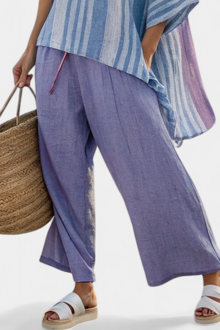 Zellora | Elegant Lavender &amp; Sky Blue Top &amp; Linen Pants - Maison Léa &amp; Lou