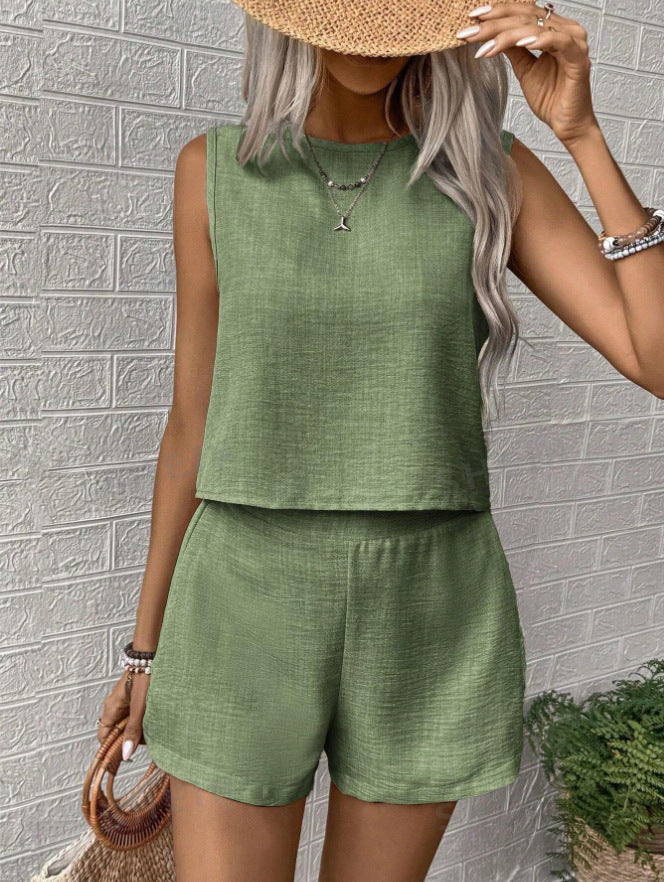 CLARISSE™ - Chic Sleeveless Tank &amp; Shorts Set