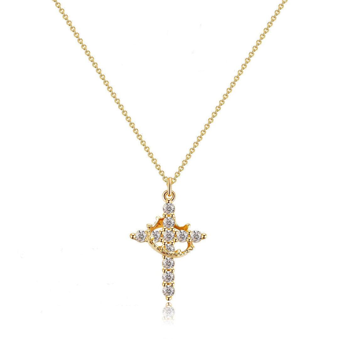 CLARISSE™ – Classic Cross &amp; Crown Necklace - Maison Léa &amp; Lou