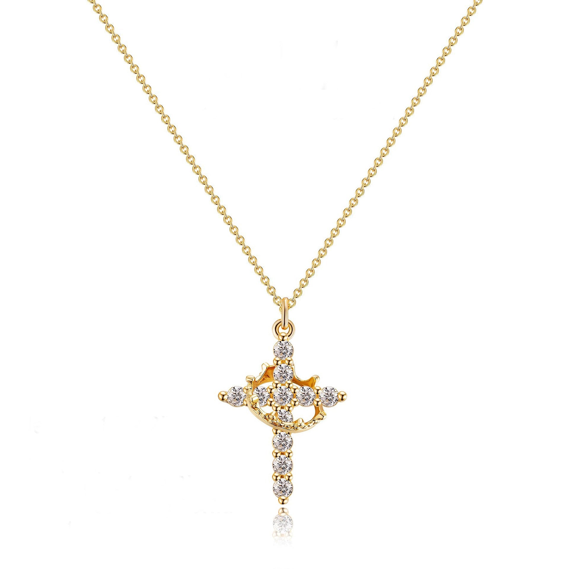CLARISSE™ – Classic Cross & Crown Necklace - Maison Léa & Lou