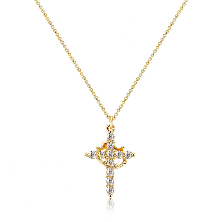 CLARISSE™ – Classic Cross &amp; Crown Necklace - Maison Léa &amp; Lou