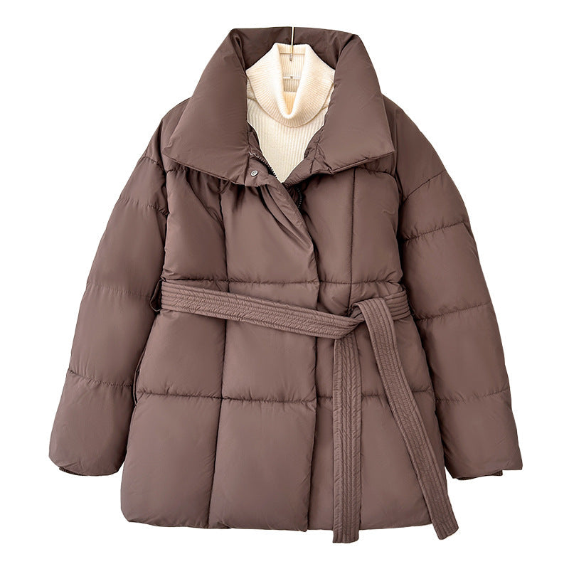 JASMINE™ - Cozy Thermal Stand Collar Waist Tie Zip-Up Coat for Winter - Maison Léa & Lou