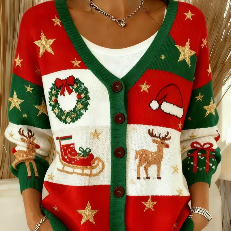 Eve™ | Vintage Christmas Patch Cardigan - Maison Léa & Lou