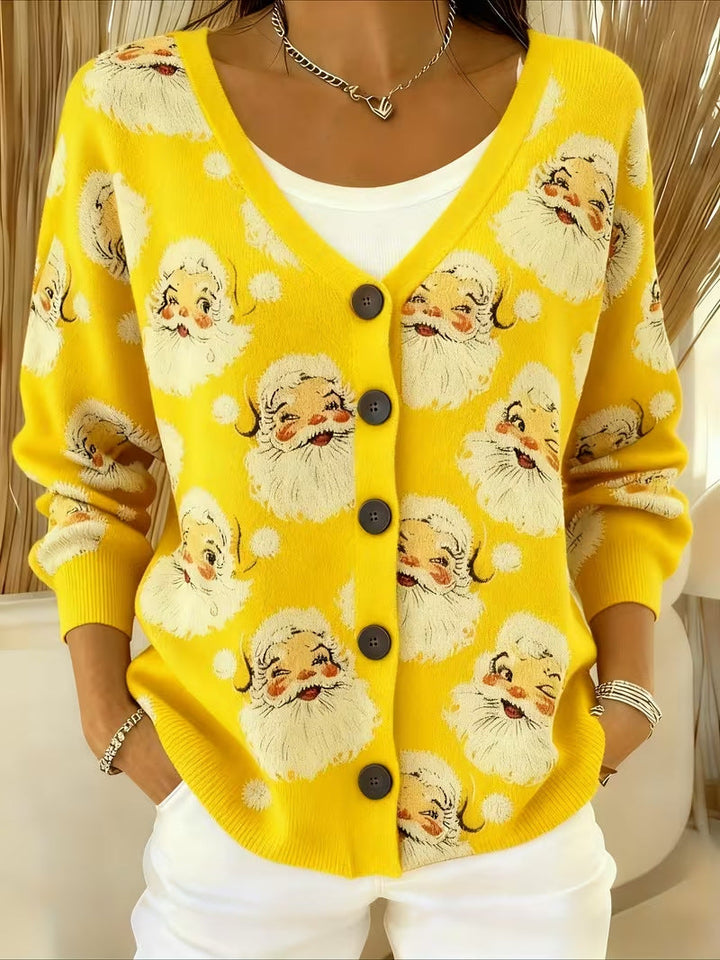 SANTA™ | Jolly Santa Face Cardigan - Maison Léa &amp; Lou