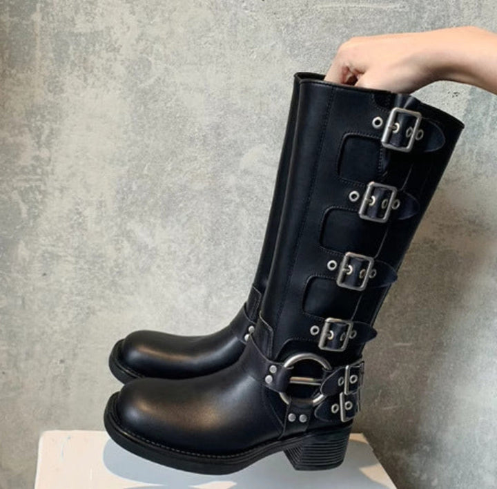 POTENCIANA™ – Classic Buckled Ankle Motorcycle Boots - Maison Léa &amp; Lou