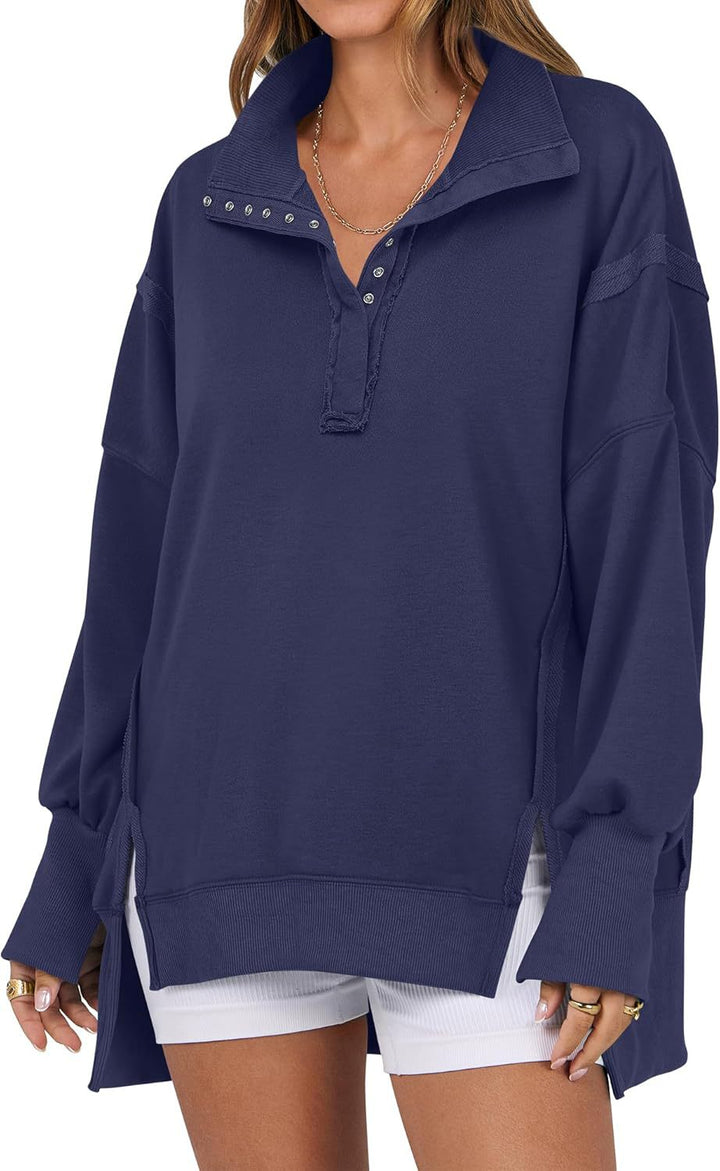 KAYLIE™ - Chic Oversized Button-Up Sweatshirt - Maison Léa &amp; Lou