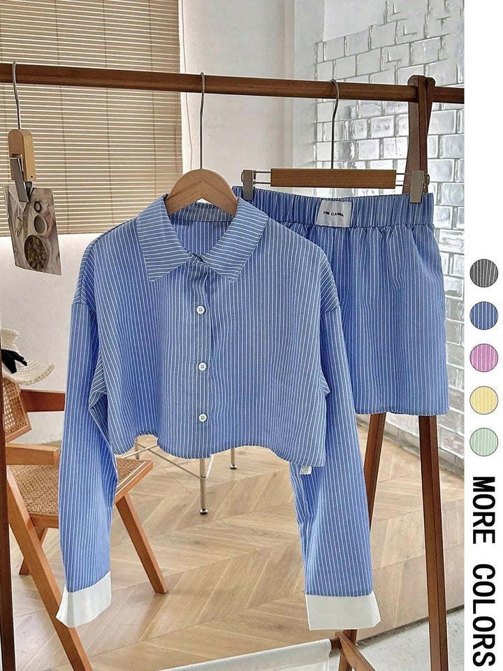 EMERSYN™ - Casual Collared Long-Sleeve Co-Ord Set
