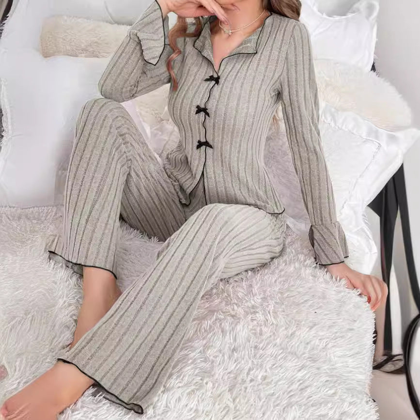 Kenzie™ - Chic V-Neck Top &amp; Pants Loungewear Set - Maison Léa &amp; Lou