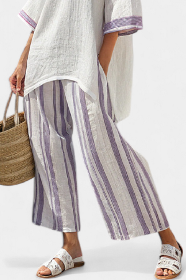 Luxmere | Comfortable Relaxed Blouse &amp; Striped Bamboo Pants - Maison Léa &amp; Lou