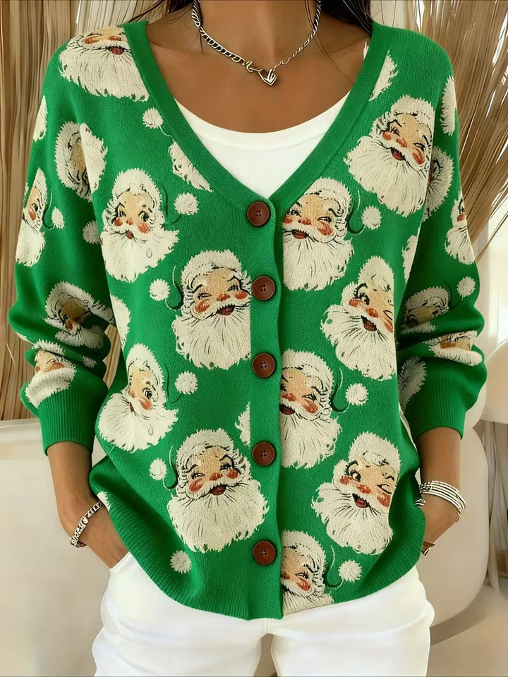 SANTA™ | Jolly Santa Face Cardigan - Maison Léa &amp; Lou