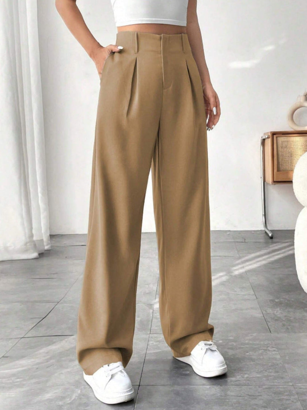 BELISIMA™ – Elegant Pleated Wide-Leg Office Trouser - Maison Léa &amp; Lou