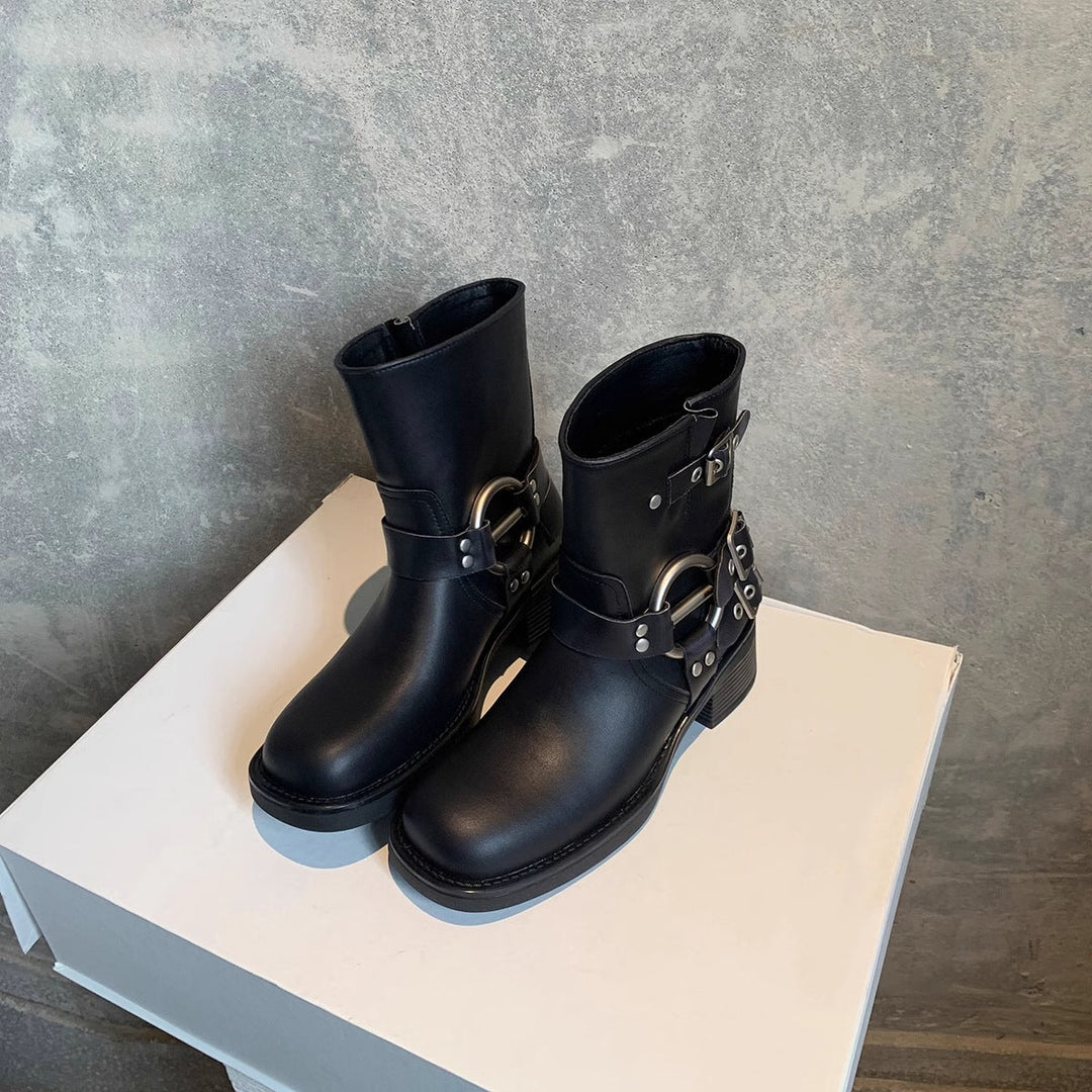 POTENCIANA™ – Classic Buckled Ankle Motorcycle Boots - Maison Léa & Lou