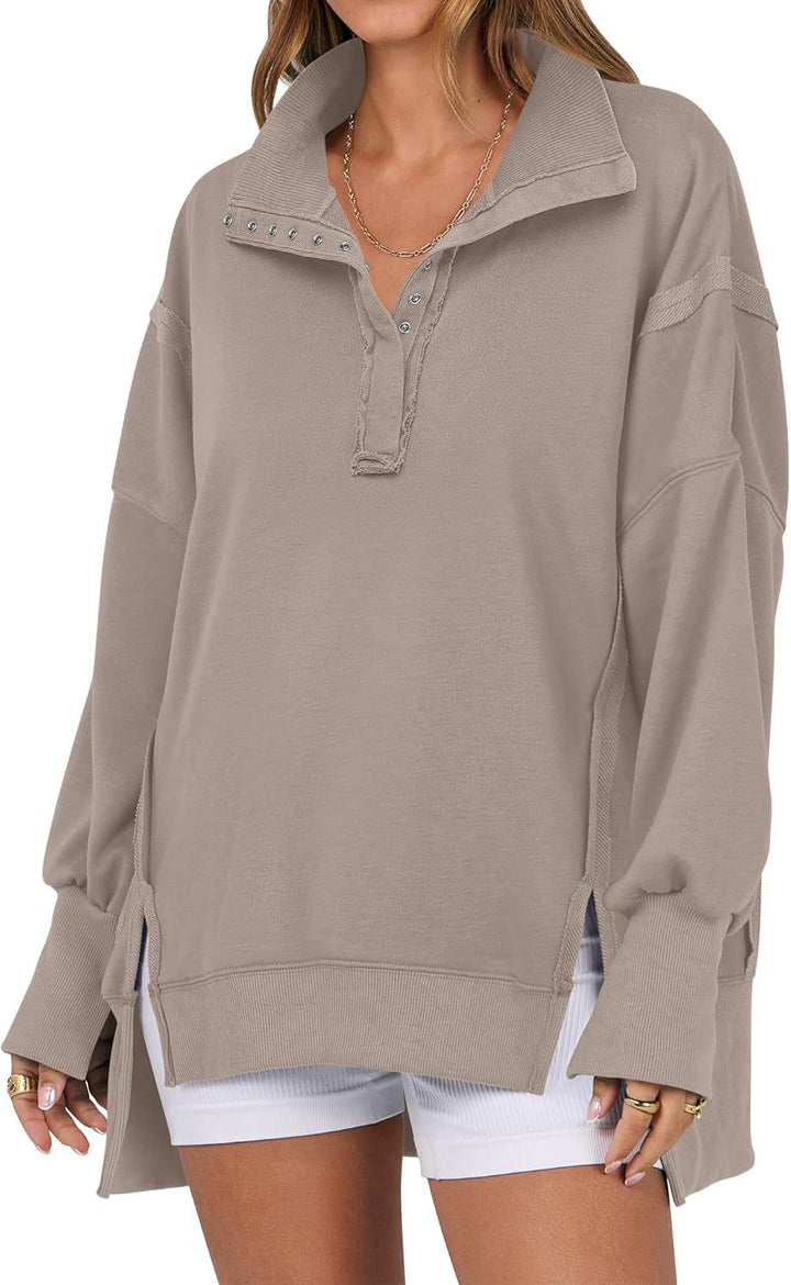KAYLIE™ - Chic Oversized Button-Up Sweatshirt - Maison Léa &amp; Lou