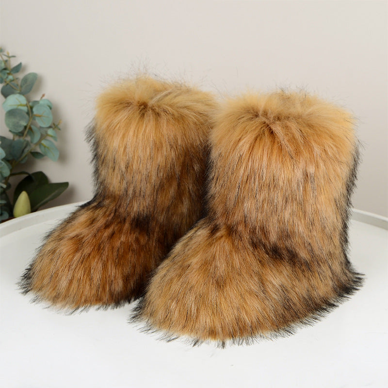 HIRA™ - Chic Trendy Furry Mid Length Winter Boots - Maison Léa & Lou