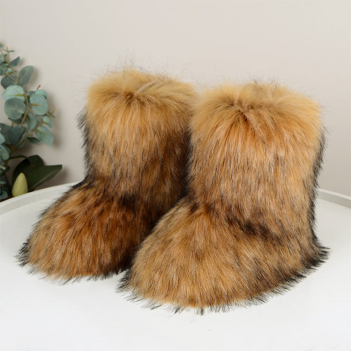 HIRA™ - Chic Trendy Furry Mid Length Winter Boots - Maison Léa &amp; Lou