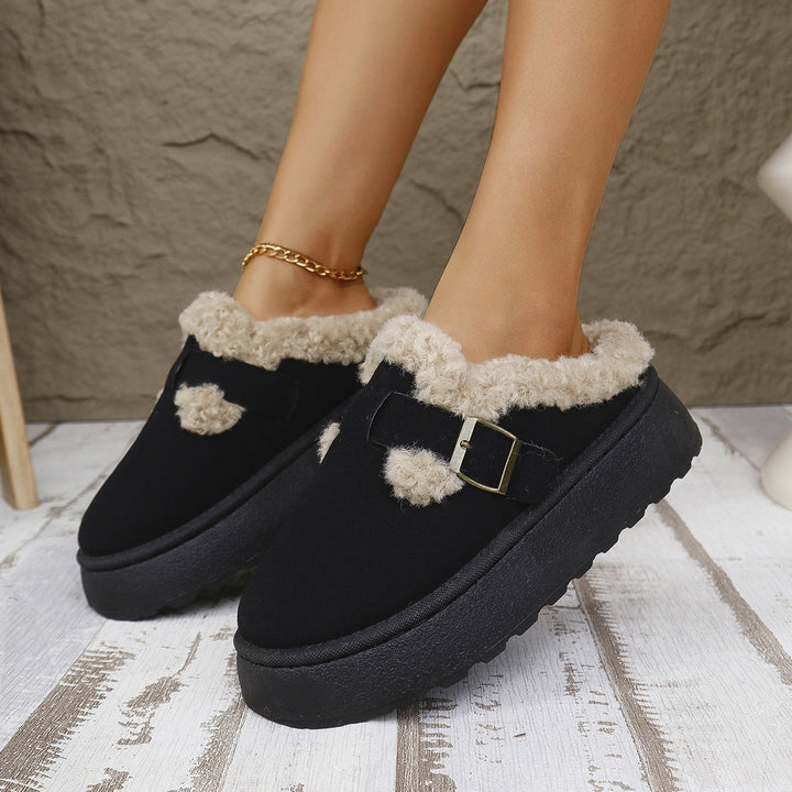 EVANTHE™ - Comfy Platform Short Ankle Buckle Fleece Boots - Maison Léa &amp; Lou