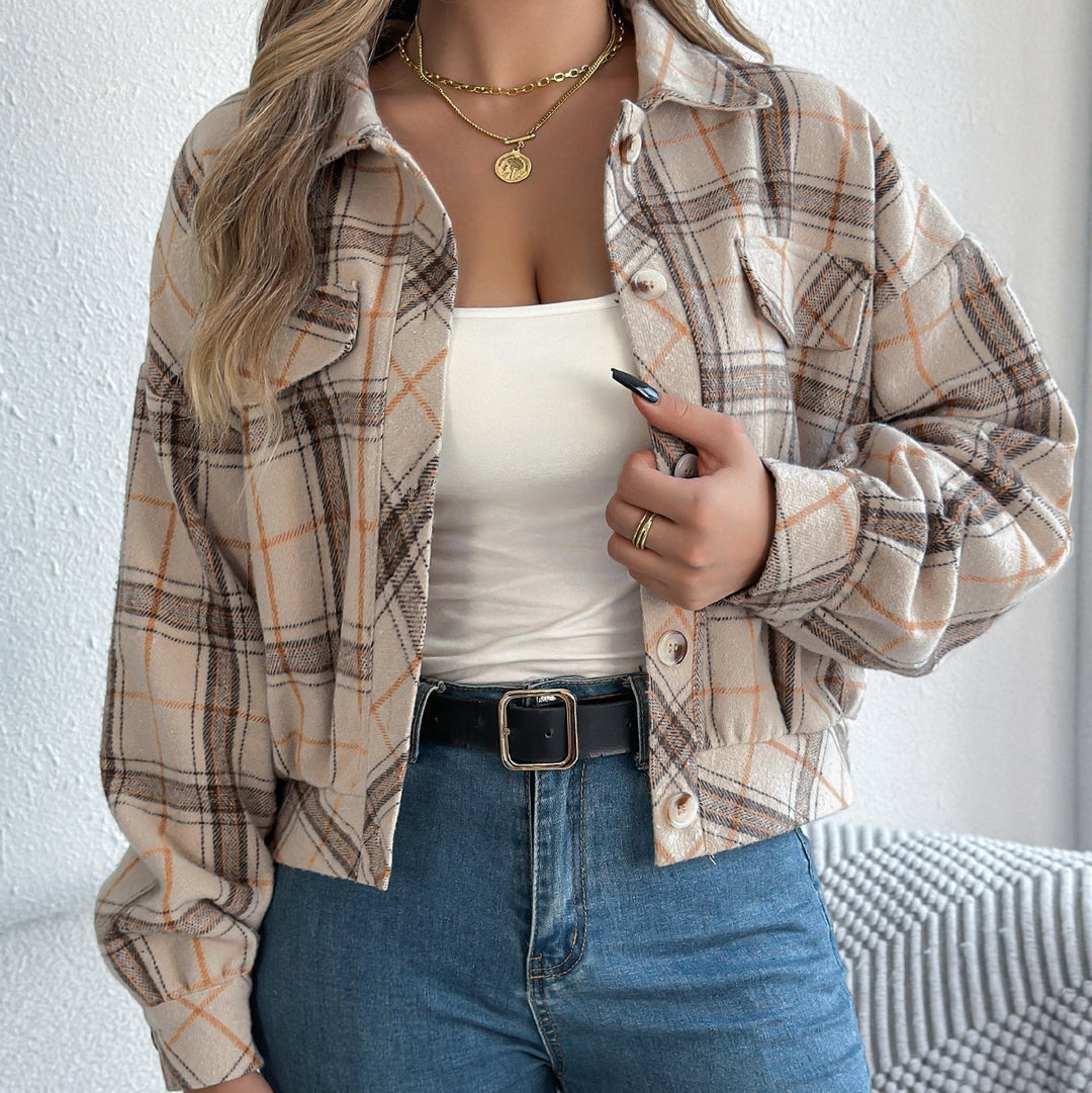 COVA™ - Casual Plaid Button Front Long Sleeve Jacket - Maison Léa & Lou