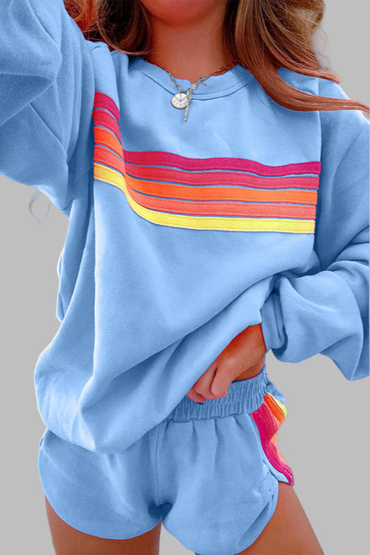 JOVIE™ - Comfy Striped Crew Neck Top and Shorts Pajama Set - Maison Léa &amp; Lou