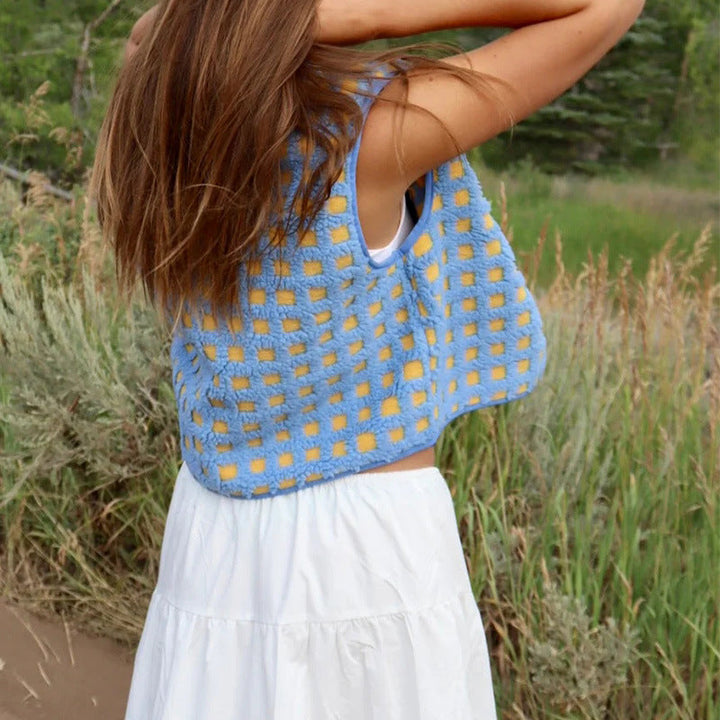 CONCUELO™ – Casual Plaid Sleeveless Zip-Up Vest - Maison Léa &amp; Lou