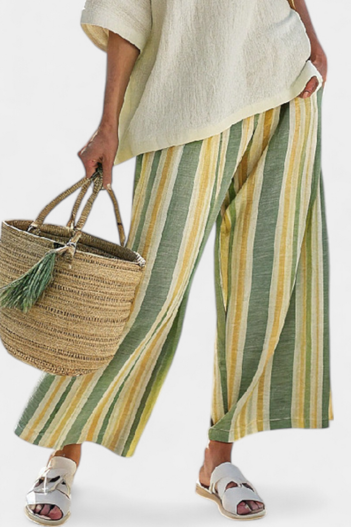 Ellowyn | Sophisticated Top &amp; Striped Linen Pants - Maison Léa &amp; Lou