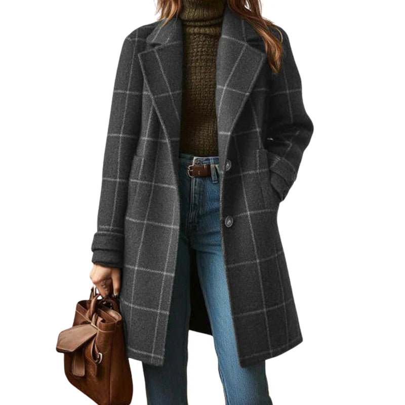 MADELEINE™ | Chic Retro Plaid Coat - Maison Léa &amp; Lou