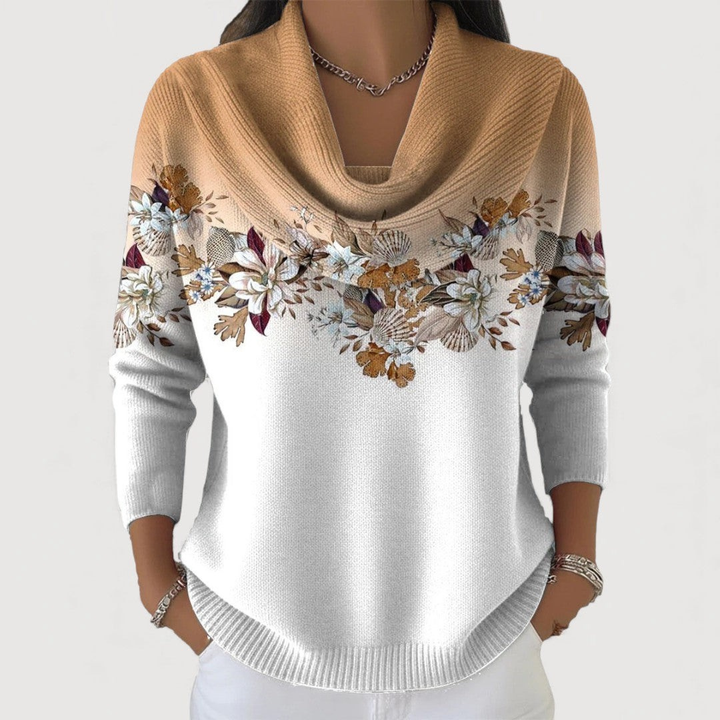 Elianne™ | Floral Cowl-Neck Knit Sweater - Maison Léa &amp; Lou