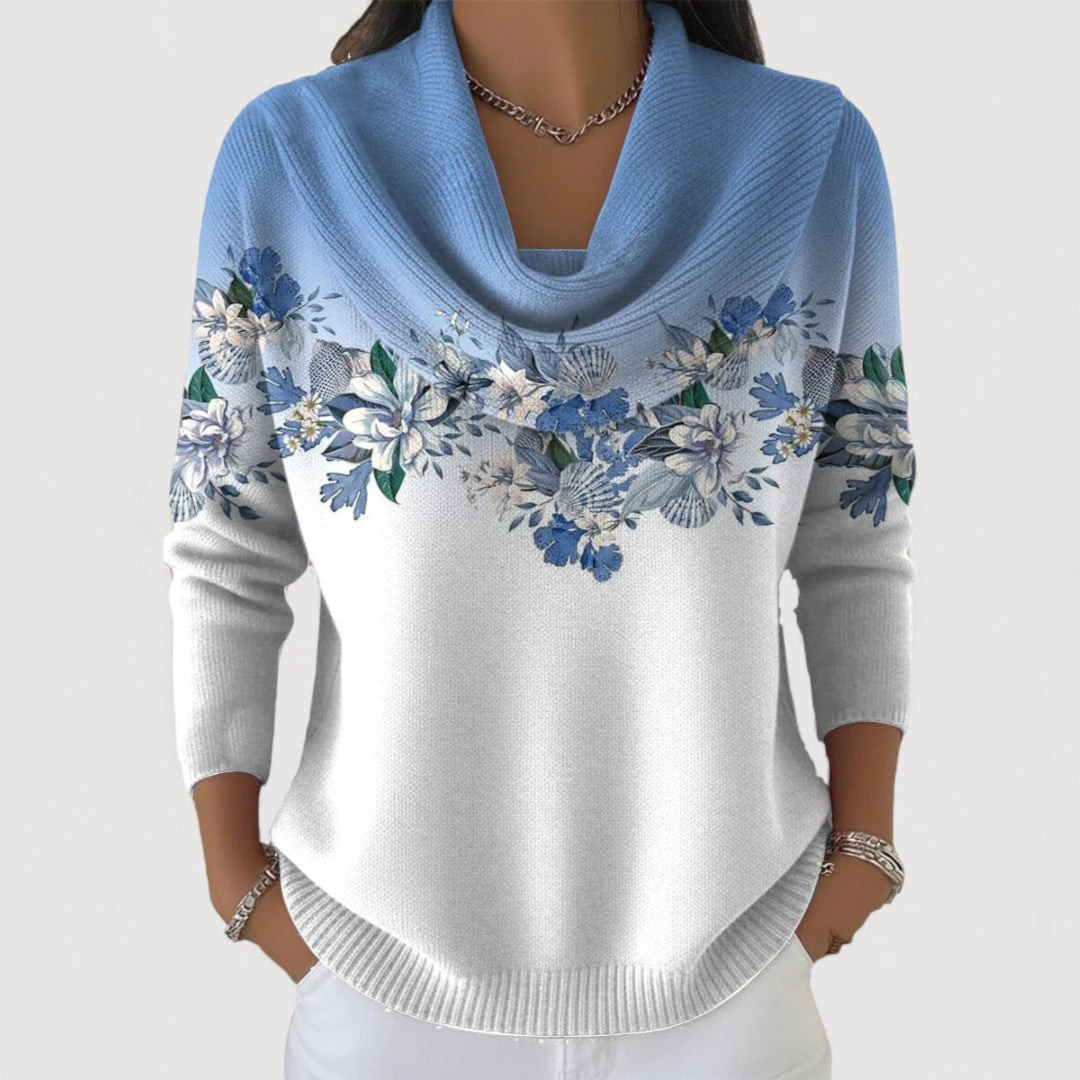 Elianne™ | Floral Cowl-Neck Knit Sweater - Maison Léa & Lou