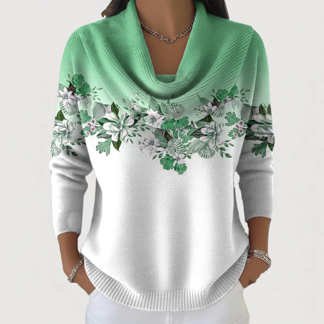 Elianne™ | Floral Cowl-Neck Knit Sweater - Maison Léa &amp; Lou
