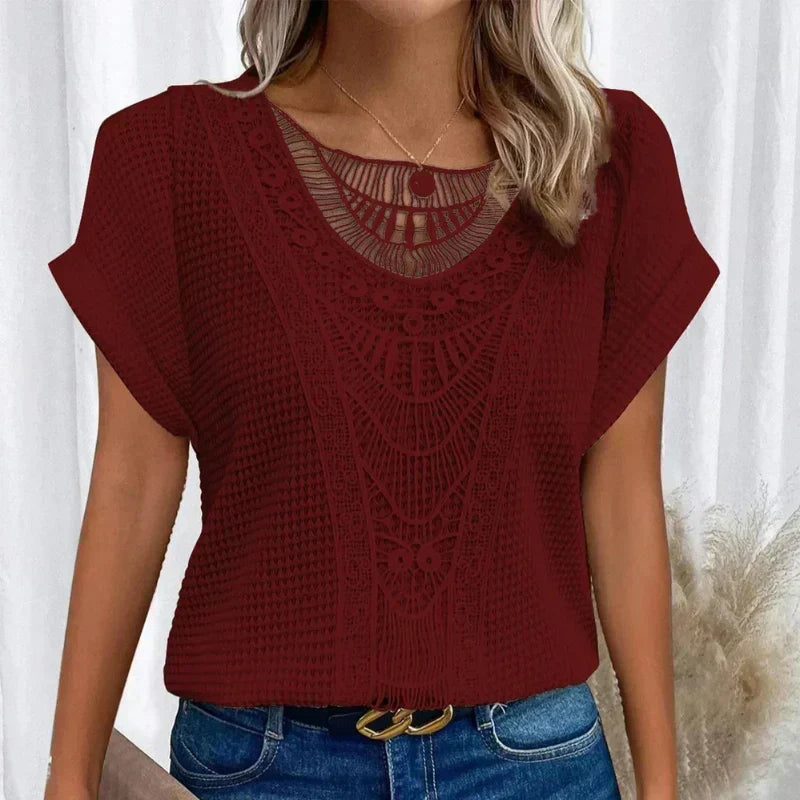 Primrose | Crochet-Trim Round-Neck Top - Maison Léa &amp; Lou