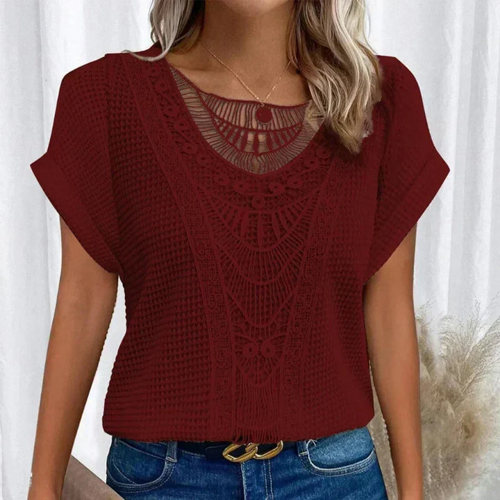 Primrose | Crochet-Trim Round-Neck Top - Maison Léa &amp; Lou