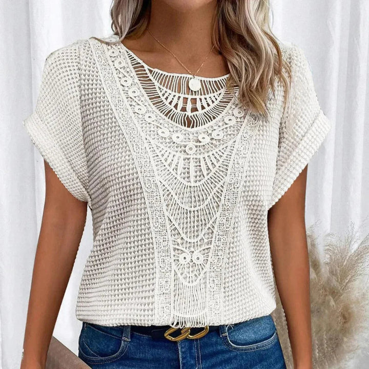Primrose | Crochet-Trim Round-Neck Top - Maison Léa &amp; Lou