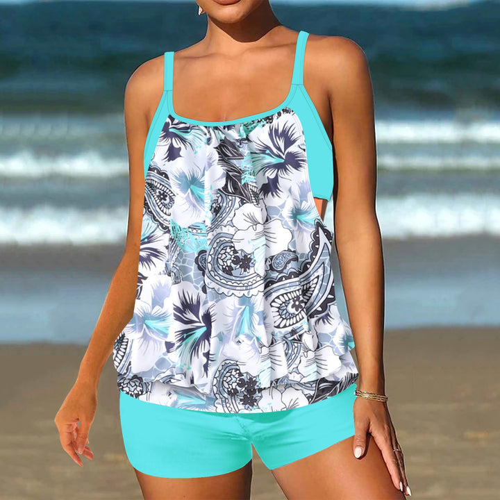 Barbara™ | Elegant Ocean Print Split Tankini - Maison Léa &amp; Lou
