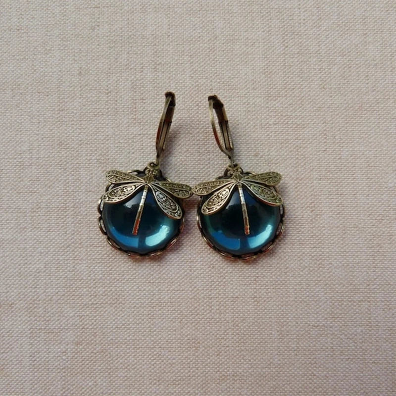TAMARA™ - Spherical Dragonfly Earrings in Antique Gold - Maison Léa &amp; Lou