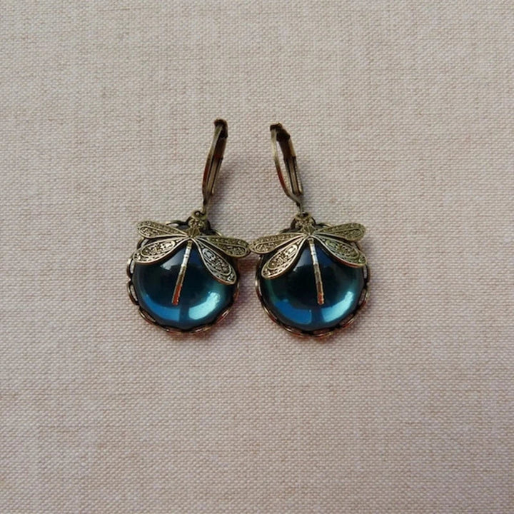 TAMARA™ - Spherical Dragonfly Earrings in Antique Gold - Maison Léa &amp; Lou