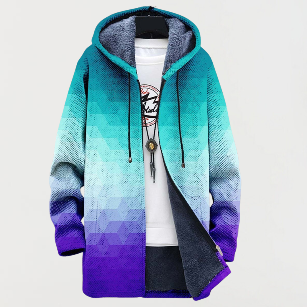Arden | Gradient Hexagonal Print Hooded Coat - Maison Léa & Lou