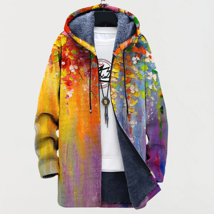 Parker | Abstract Art Print Hooded Coat - Maison Léa &amp; Lou