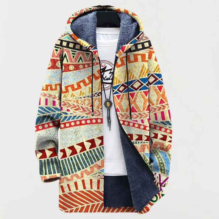 Charlie | Ethnic Fusion Print Hooded Coat - Maison Léa &amp; Lou