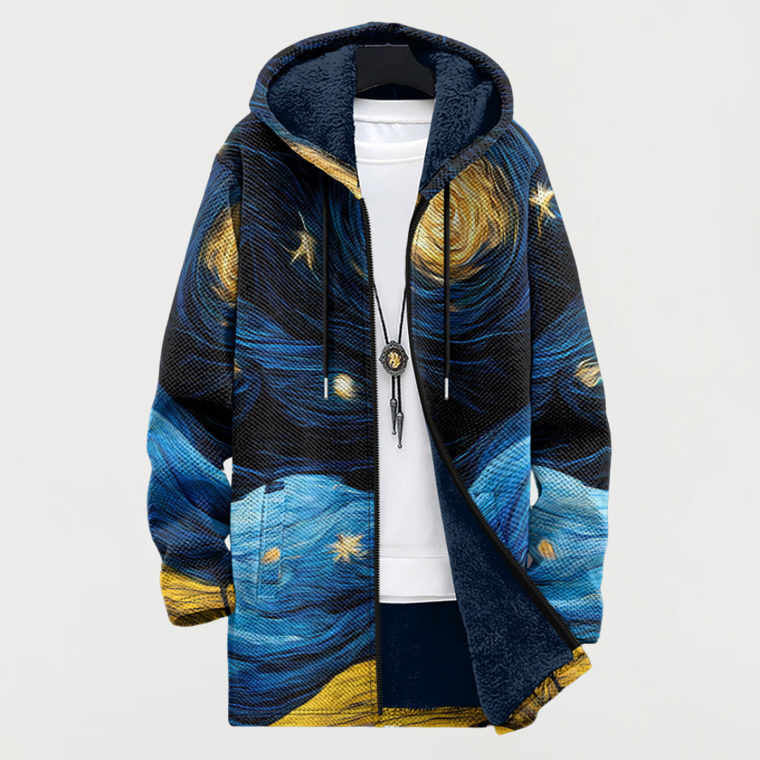 Harper | Celestial Art Print Hooded Coat - Maison Léa &amp; Lou