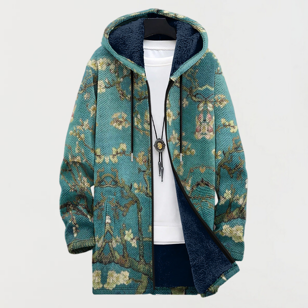 Robin | Artistic Floral Print Hooded Coat - Maison Léa & Lou