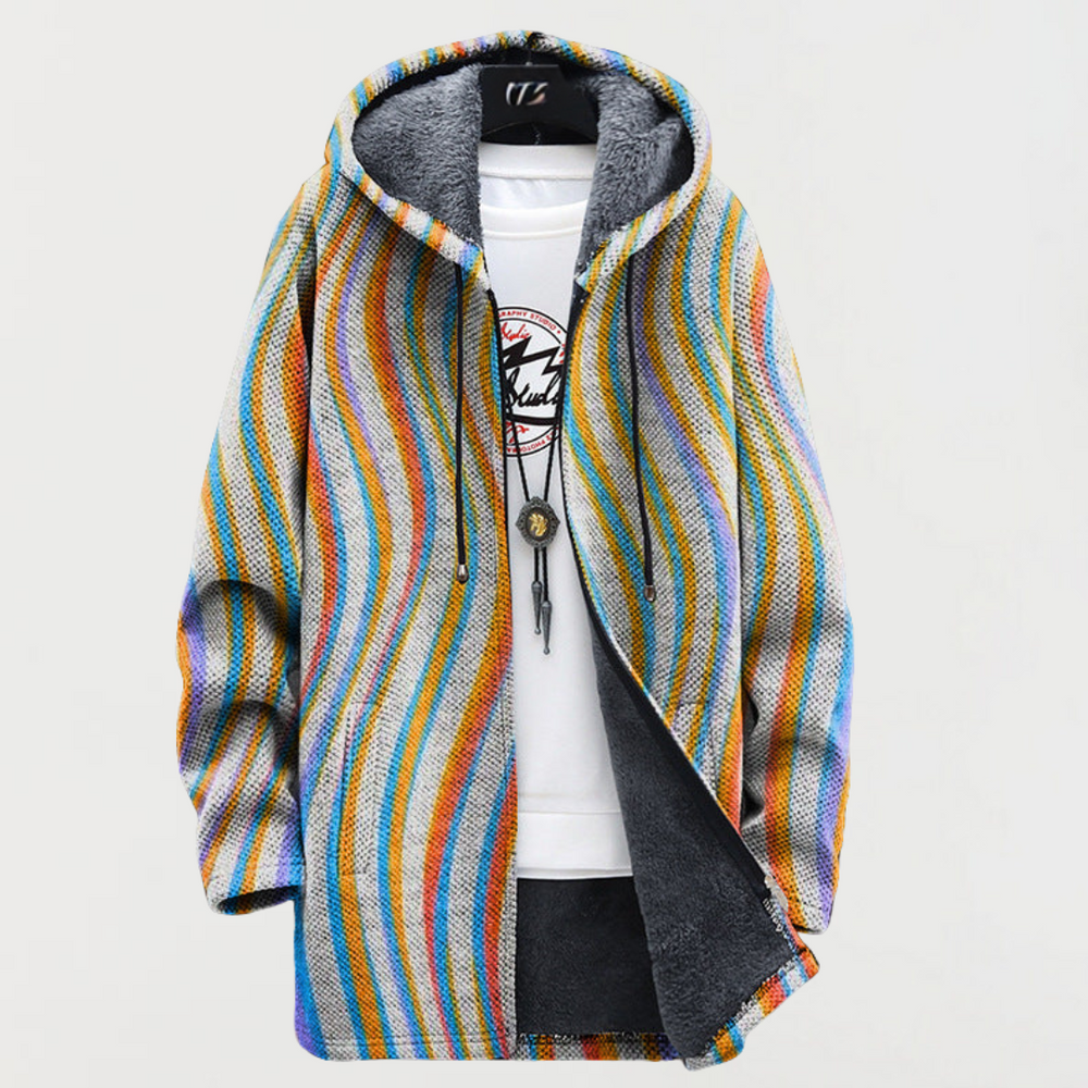 Frankie | Wavy Stripe Hooded Coat - Maison Léa & Lou