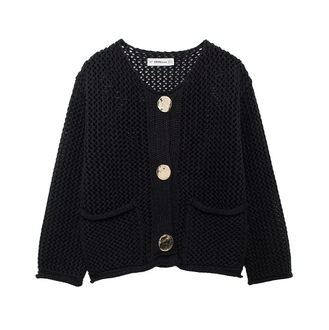 ROXY™ | Gold-Button Knitted Cardigan - Maison Léa &amp; Lou